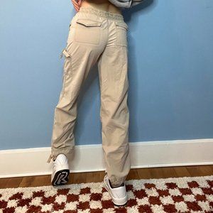 RETRO Y2K CANDIES BRAND TAN / CREAM CARGO PANTS WITH LACE DETAILS
